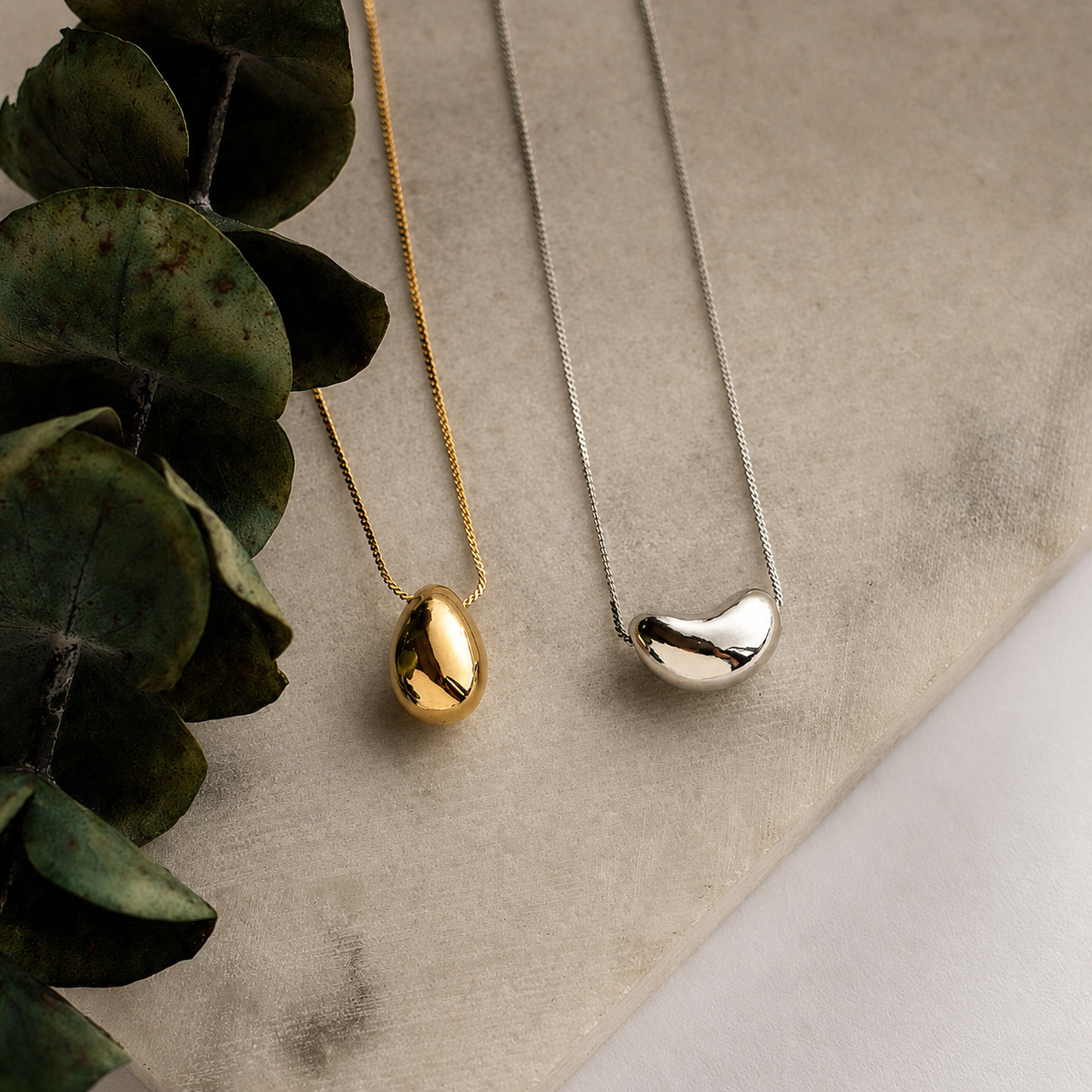 Glossy Metal Necklace｜日本製 ぷっくりメタル ビーンズ／ドロップ