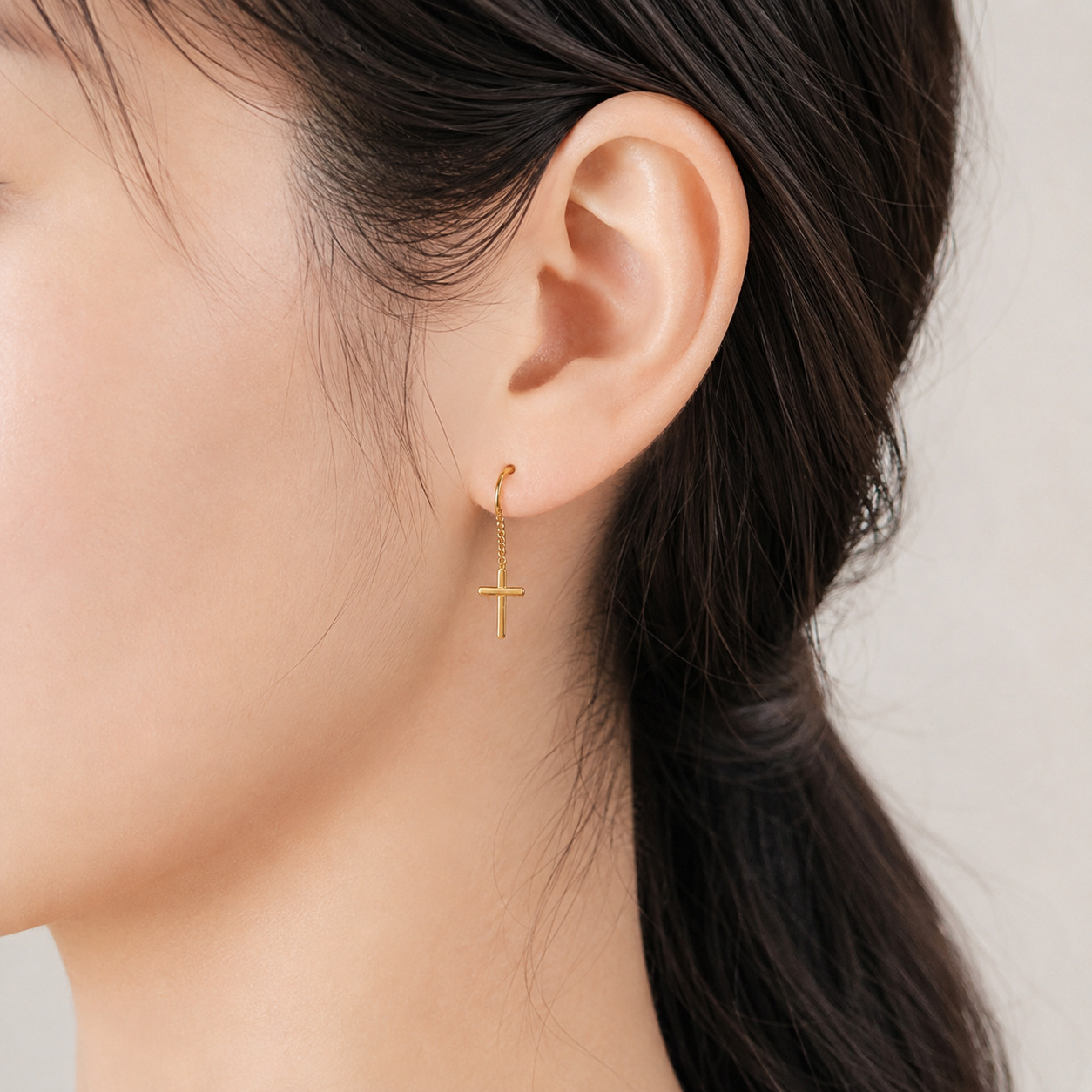 Swing Cross Hook Pierce｜日本製 クロスモチーフ フックピアス